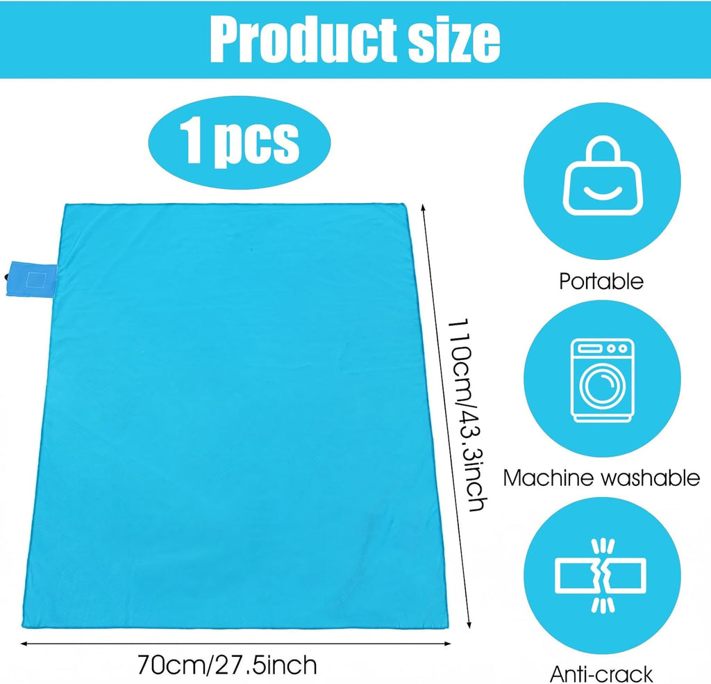 Xinjoduz 110x70 cm Sandfreie Stranddecke wasserdicht ultraleicht blau