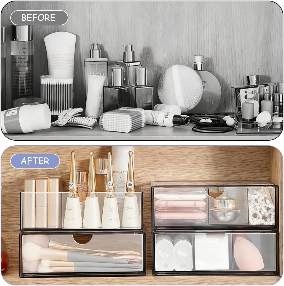 Acryl Schmink Organizer 3er Set stapelbar Kosmetik Aufbewahrung