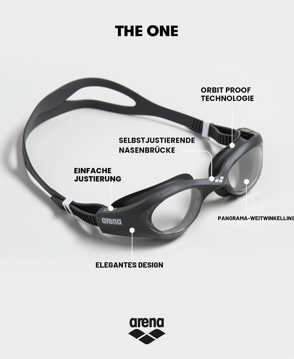 arena The One Schwimmbrille Unisex Antibeschlag UV-Schutz breite Glaeser