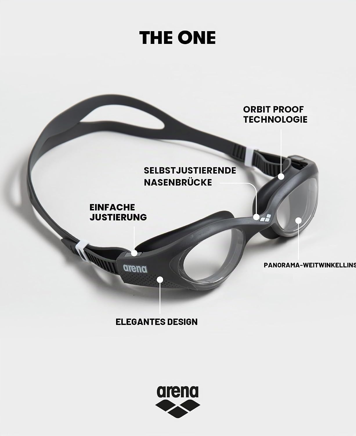 arena The One Schwimmbrille Unisex Antibeschlag UV-Schutz breite Glaeser