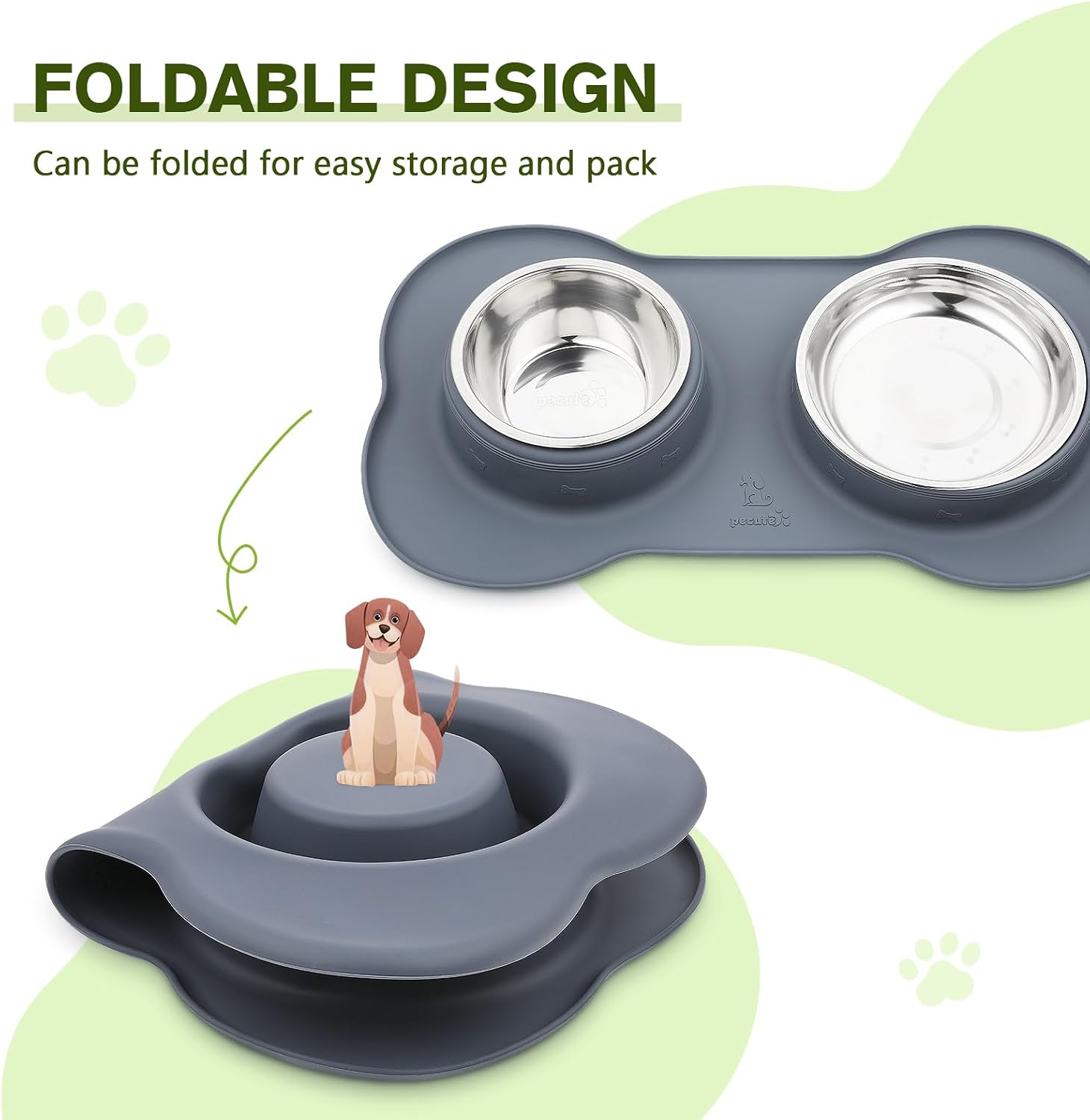 Pecute Futternapf Edelstahl 3-in-1 mit rutschfester Silikonmatte S-L