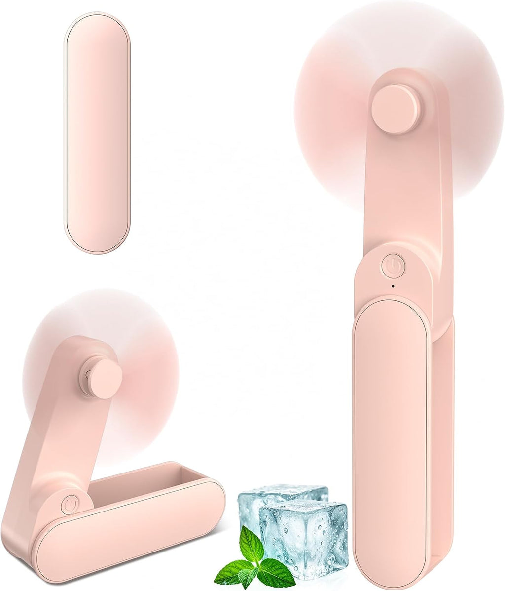 Handventilator Mini Akku USB 14 Std 2 Stufen leise faltbar Tischventilator Reise