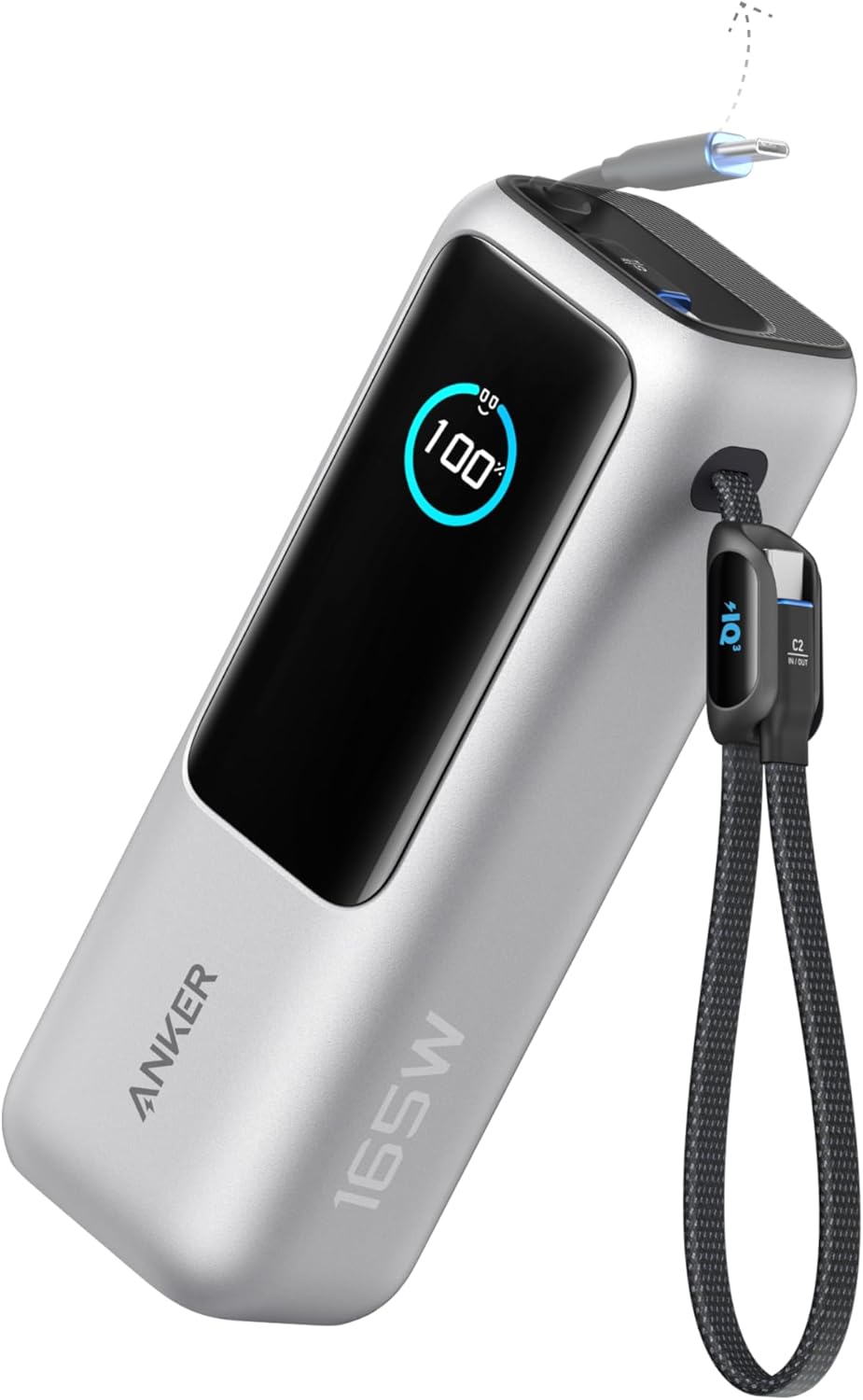 Anker 165W 25000mAh Powerbank mit 3x USB‑C, 70cm Kabel, Trageband