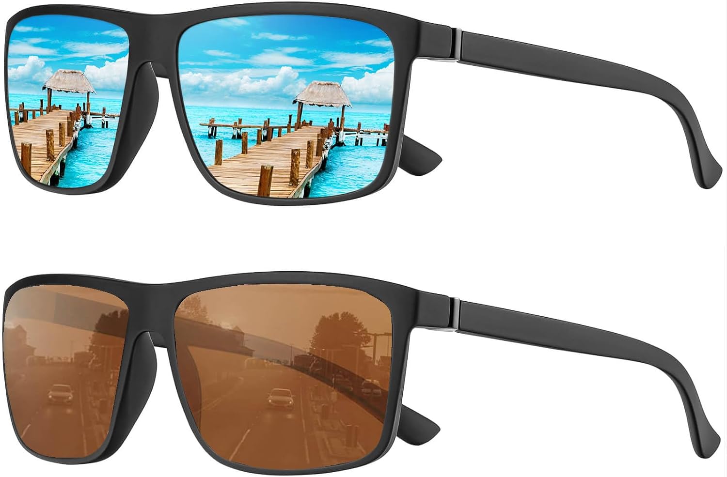 Perfectmiaoxuan Polarisierte Sonnenbrille Herren Damen Vintage Pilot UV400