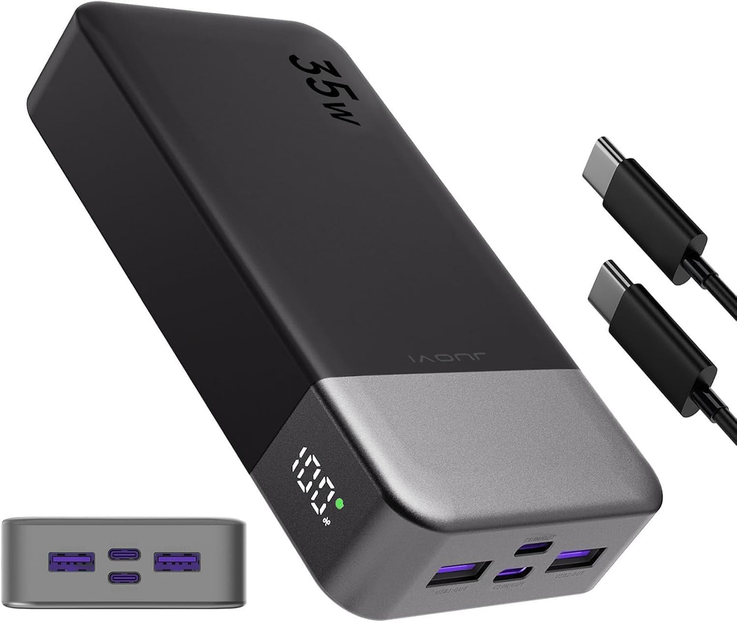 JUOVI Powerbank 20000 mAh 35 W USB‑C Gruen Schnellladegeraet