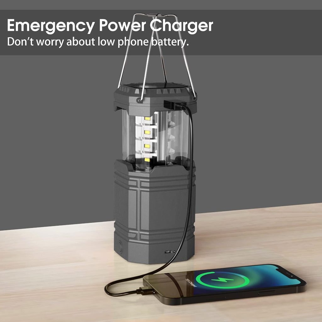 Mesqool Solar Handkurbel Camping Laterne LED 3000mAh Powerbank Typ C