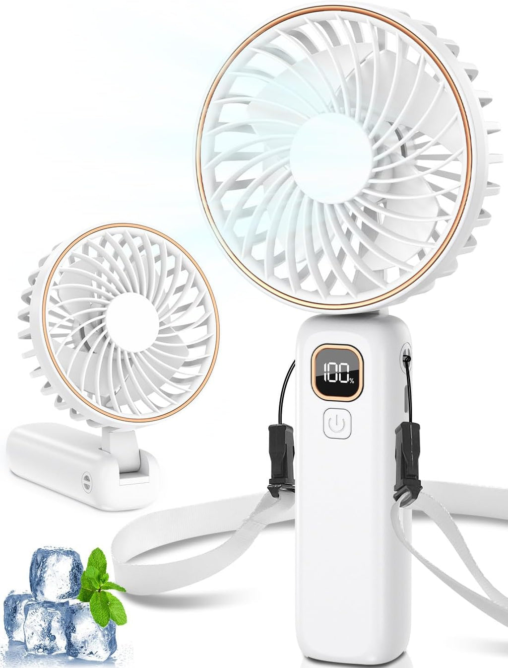 Mini Handventilator USB mit LCD, 6 Stufen, 4000 mAh Akku, 110° neigbar