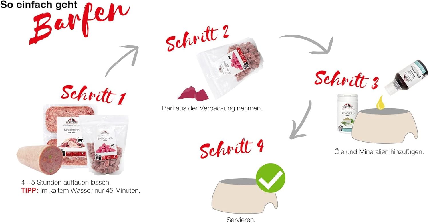 TACKENBERG BARF Menue Rind mit Gemuese 14 x verschiedene Sorten