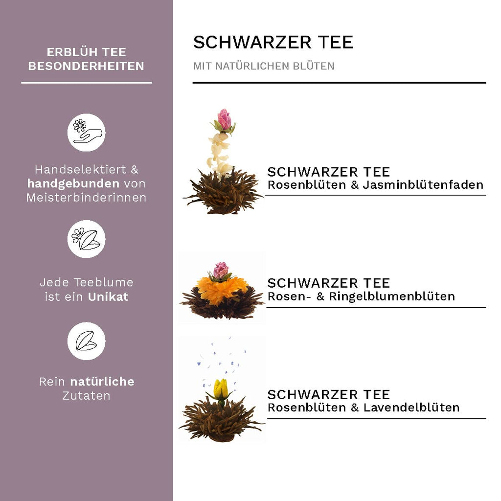 Creano Teeblumen Geschenkbox 6 Sorten Magnetbox Weiss Gruen Schwarz, verschiedene