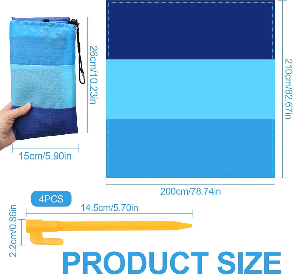 Stranddecke sandfrei 210x200 cm wasserdicht mit Heringe Tasche tragbar