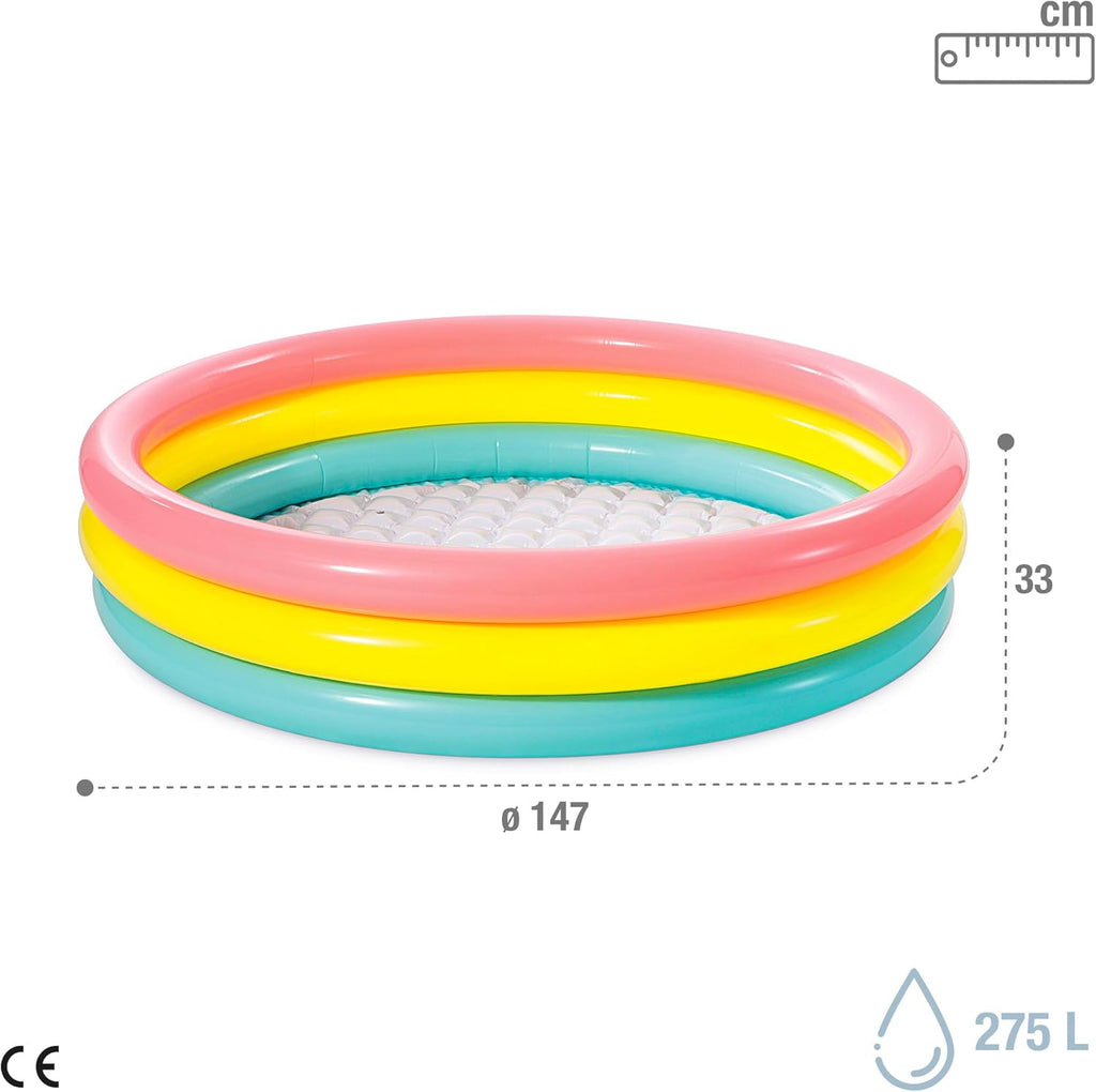 Intex Sunset Glow Pool aufblasbarer Kinderpool rund fuer Garten und Balkon