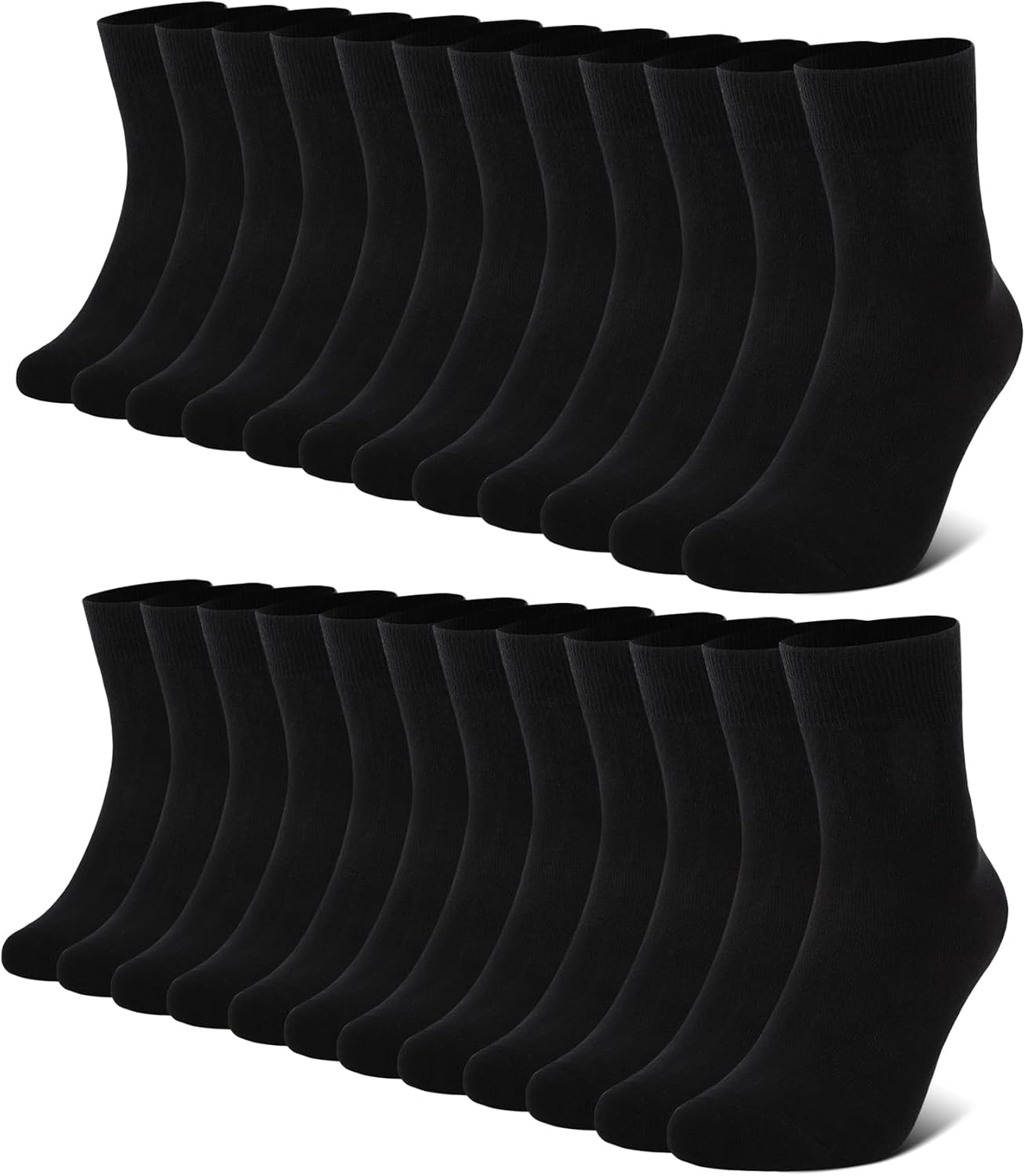 FALARY 12er Pack Herren Damen Baumwollsocken Sport Schwarz Weiss
