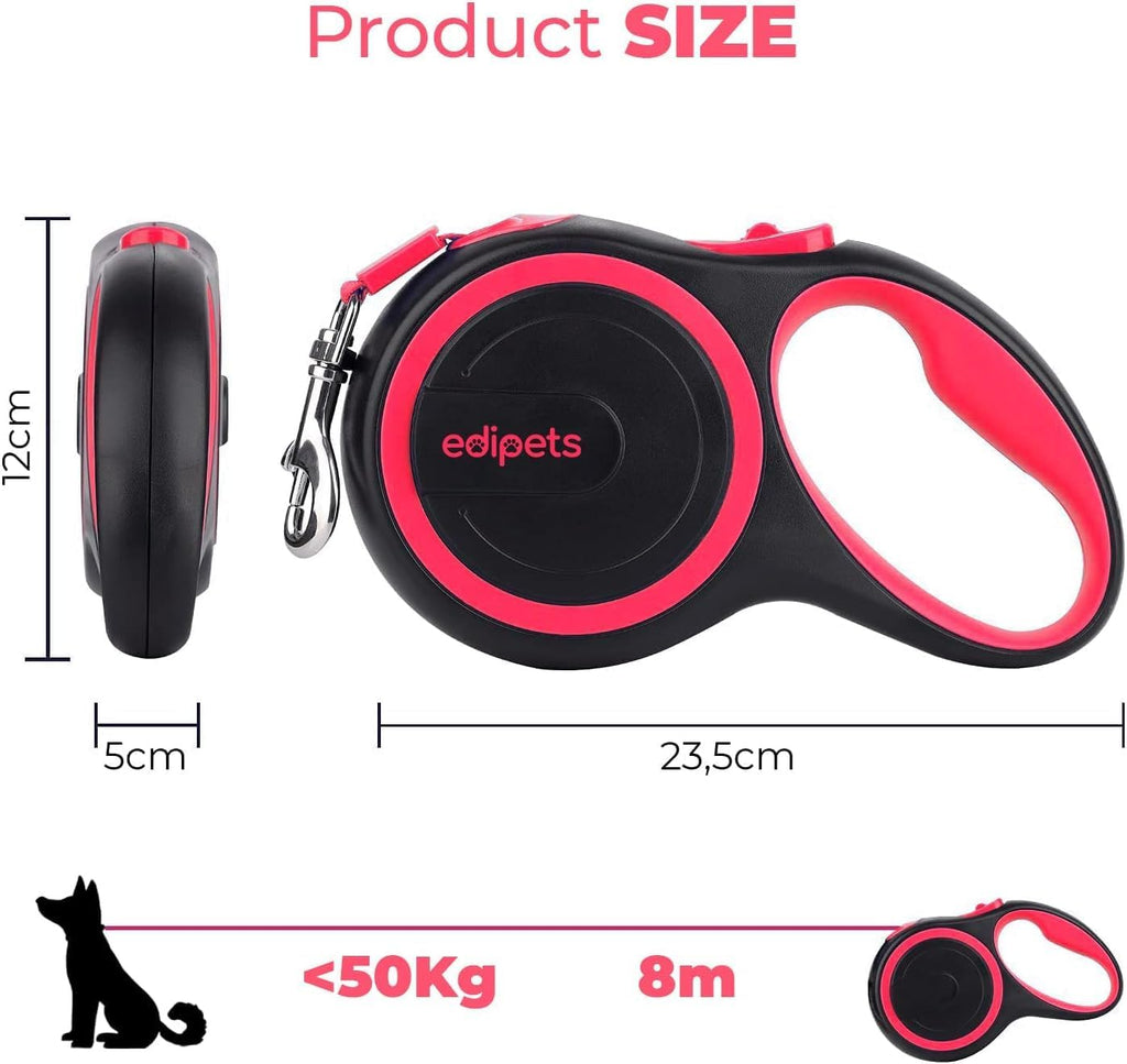 Edipets Flexi Hundeleine 5m Ausziehbar Retractable Grau 5m