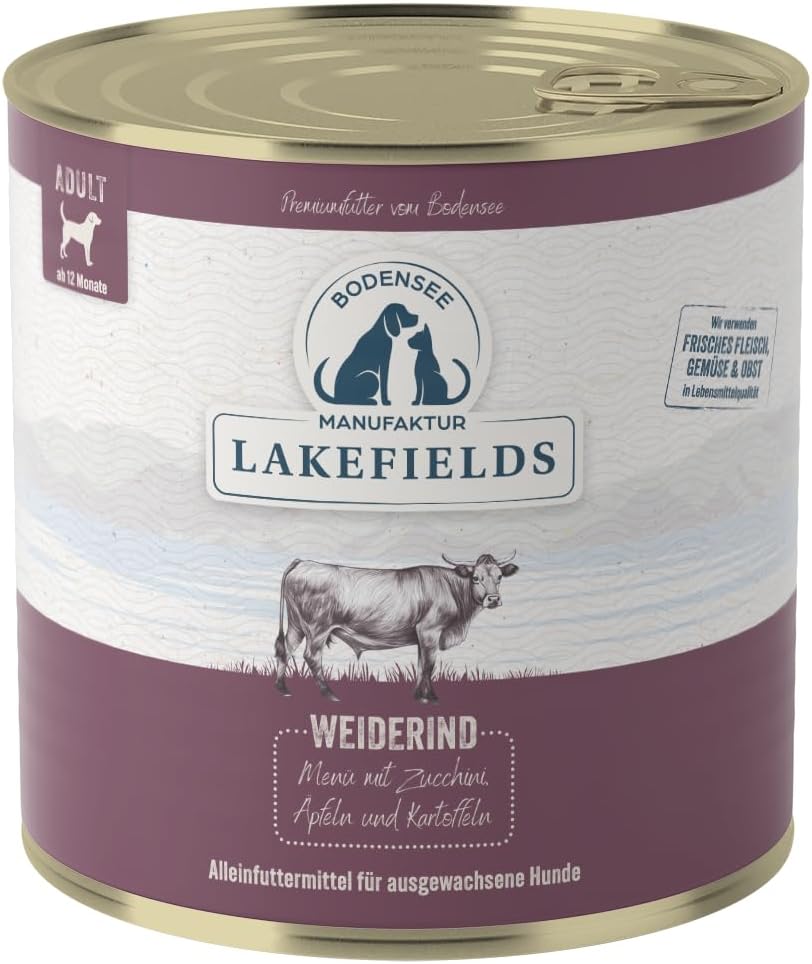 Lakefields Hundefutter Nass Rind 61% 6 x Getreidefrei mit Obst & Gemuese 200