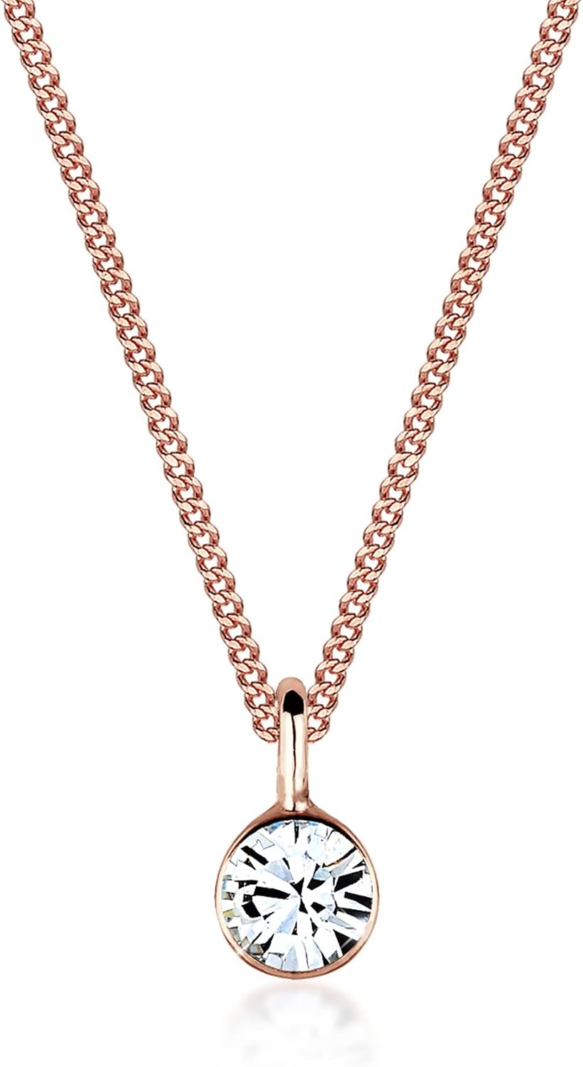 Elli Halskette Damen mit Kristall Anhaenger Silber Kette 45 cm