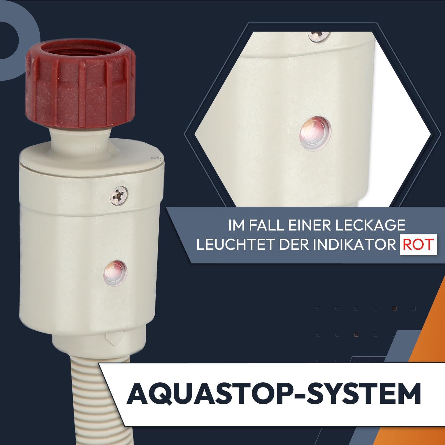 Kenekos Aquastop Zulaufschlauch 3/4" 1,5 m mit Sicherheitsventil Schmutzsieb