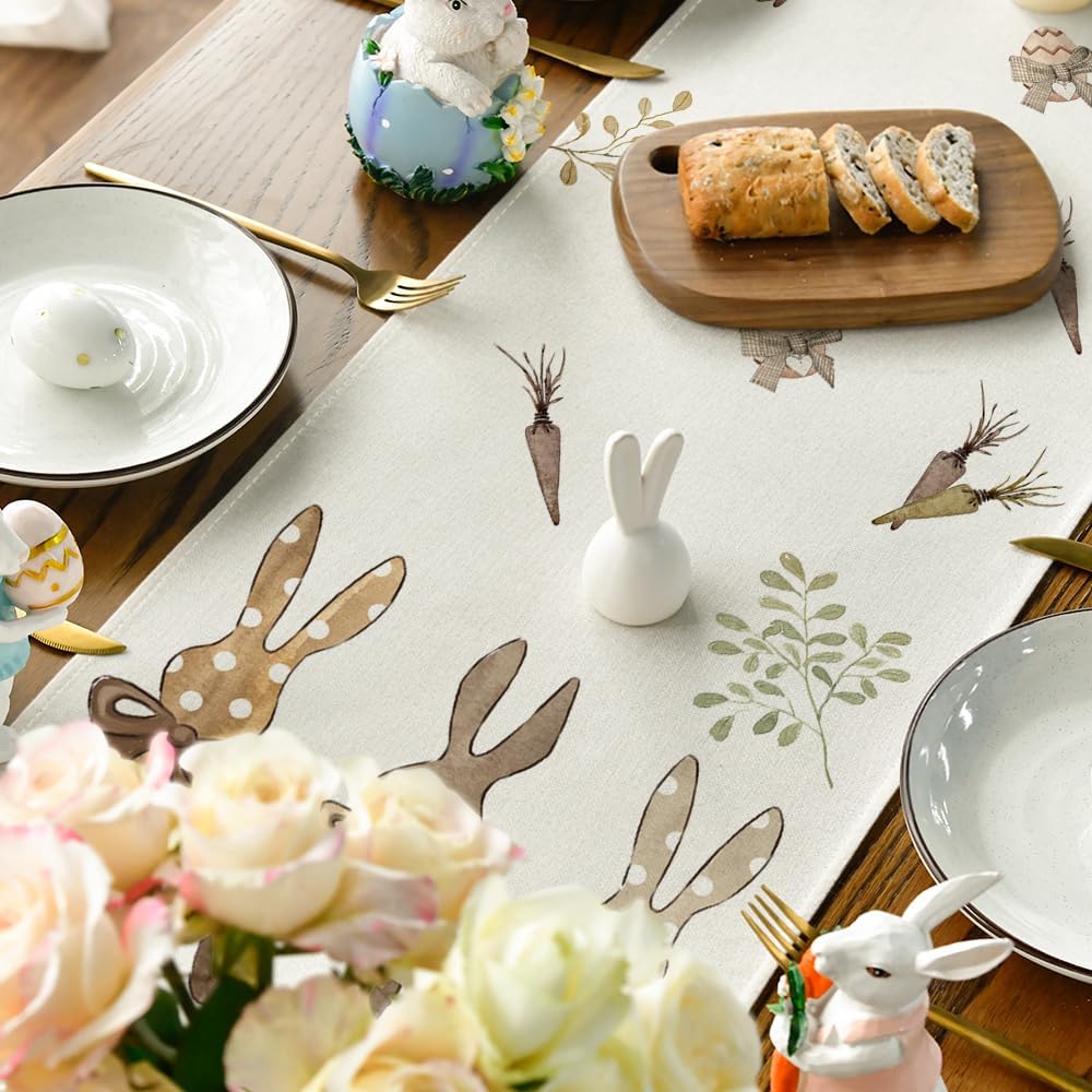 Ostern Tischlaeufer 40x140 cm Hase Karotten Fruehling Dekoration 100cm-300cm