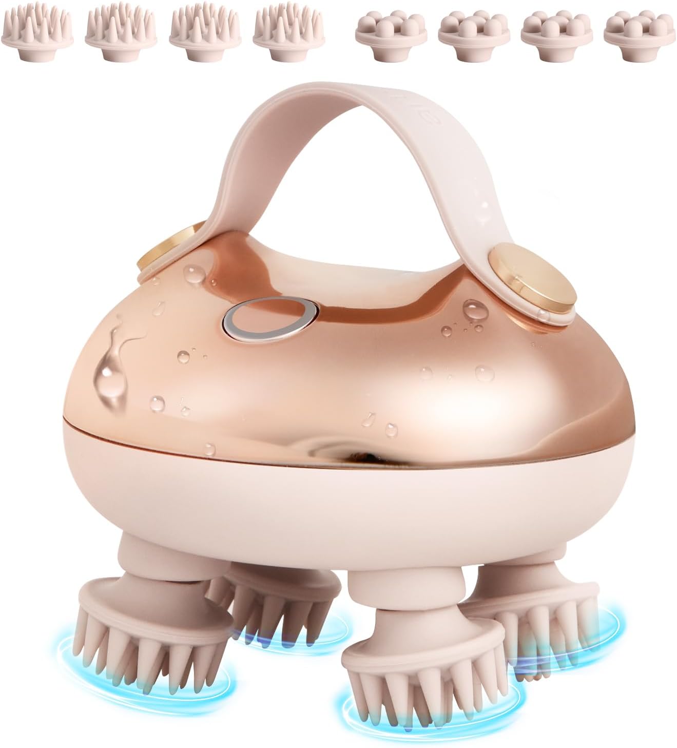 Arboleaf Kopf-Massagegeraet elektrisch IPX7 wasserdicht 8 Koepfe Gold