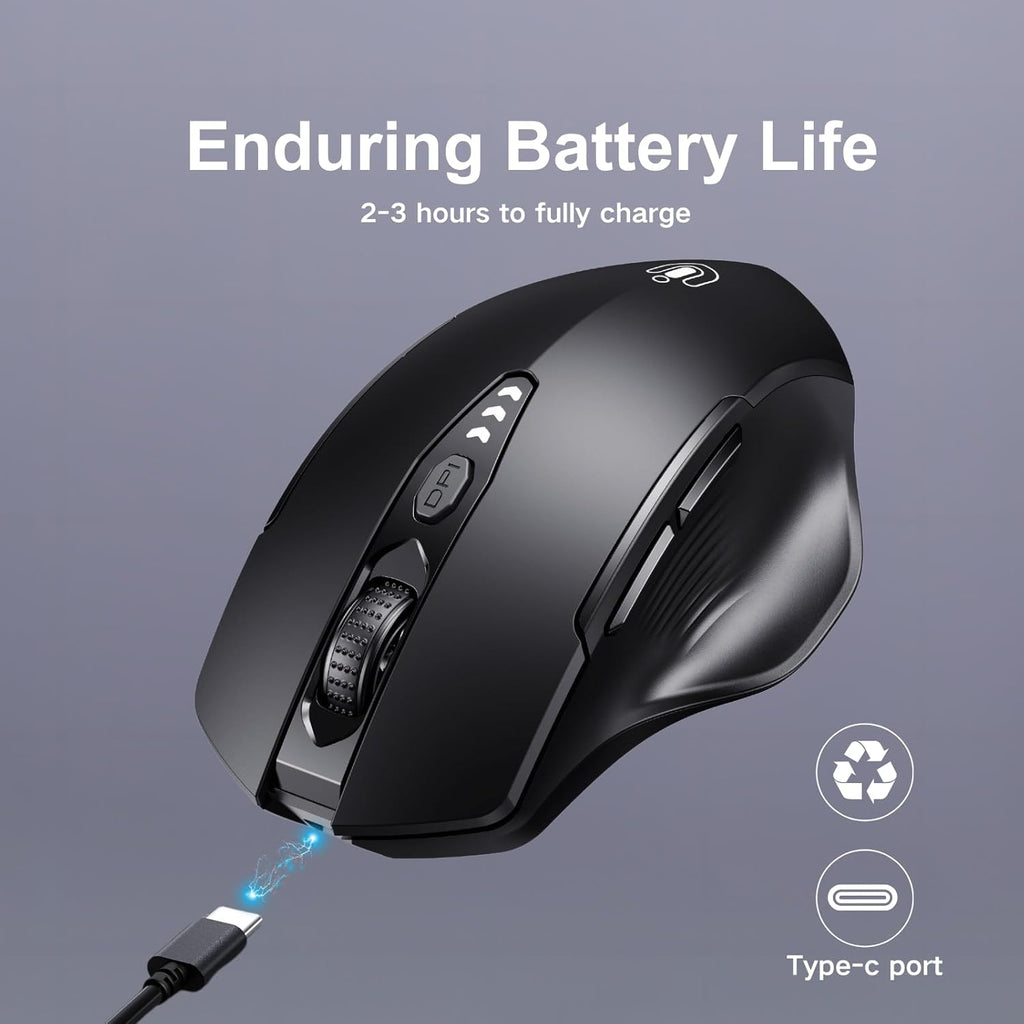 Uineer Bluetooth Maus kabellos tri‑Modus BT5.0/4.0+ ergonomisch violett