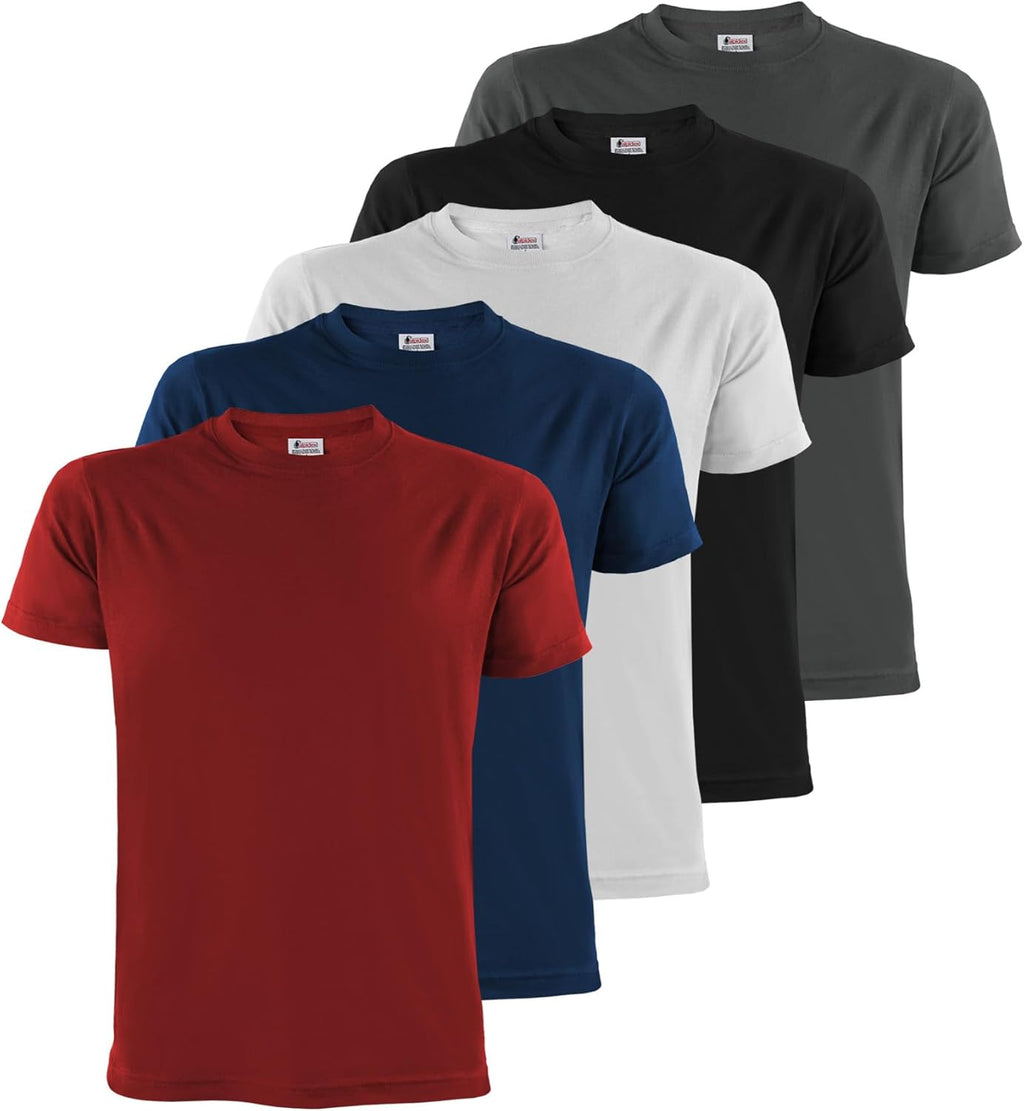 ALPIDEX Herren T-Shirt 5er Set Rundhals 100% Baumwolle einfarbig S-5XL