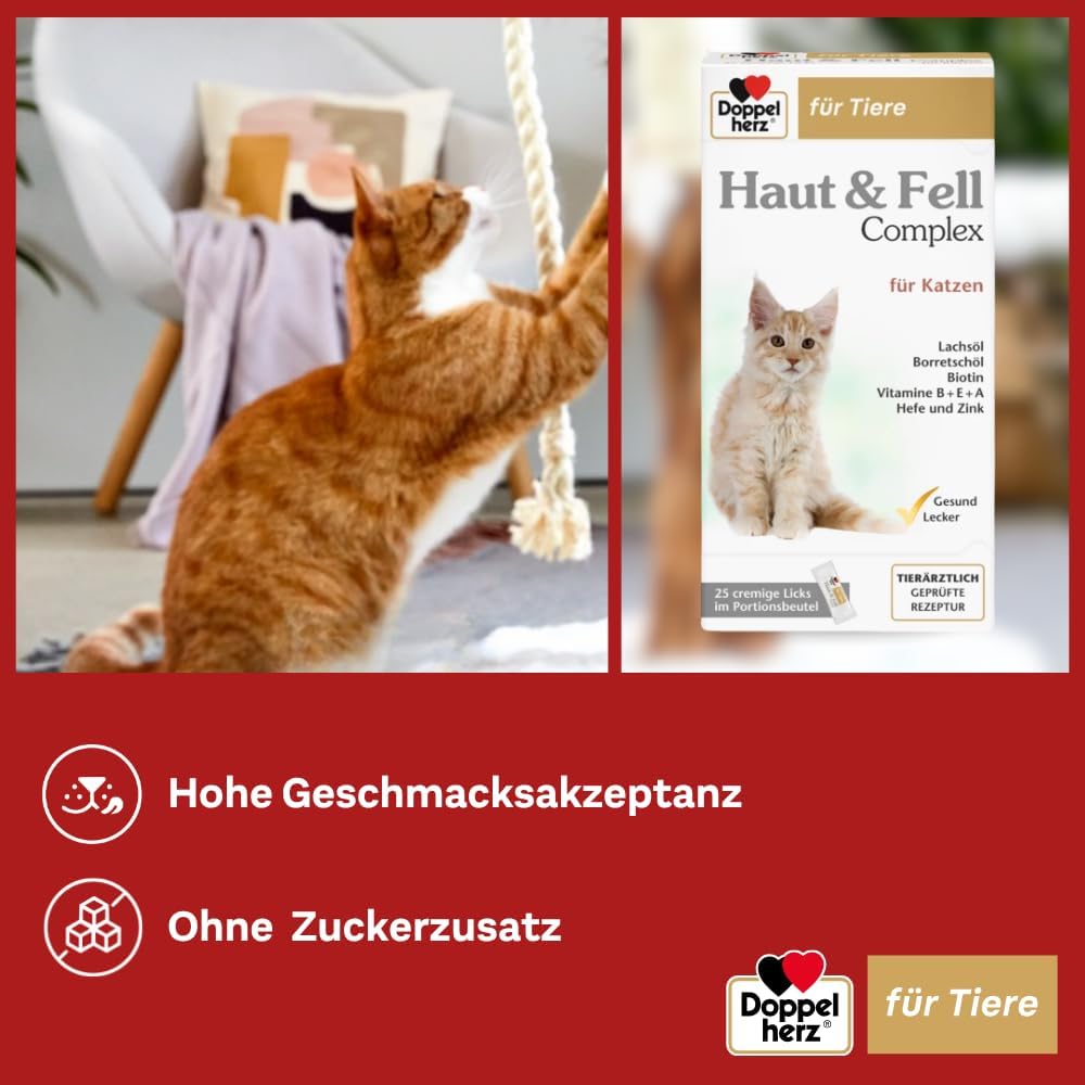 Doppelherz Haut & Fell Complex Katze Omega 3 6 25 Licks Snack