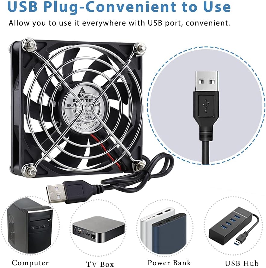 GDSTIME 40 mm USB Luefter 40x40x10 mm 4010 mit 3 Geschwindigkeiten 40mm-140mm