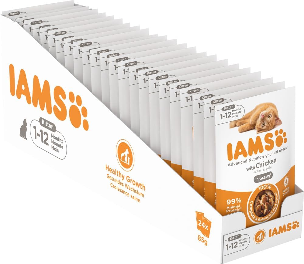 IAMS Delights Kitten Nassfutter 24x85g Huhn in Sauce Katzenfutter Monate