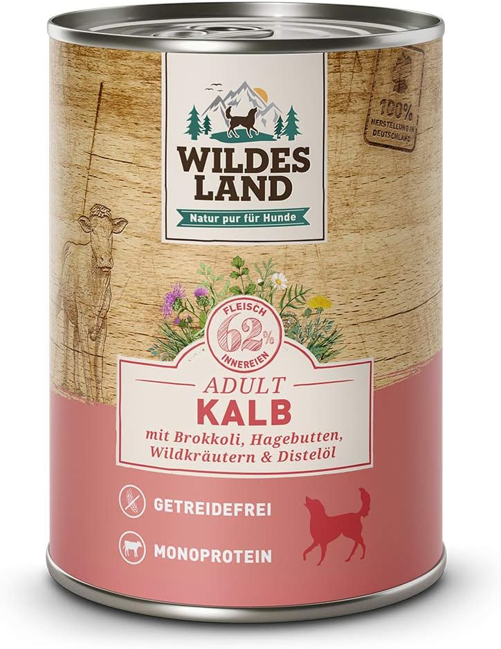 WILDES LAND Nassfutter Hund Wild 6x400g Alleinfutter hoher Fleischanteil