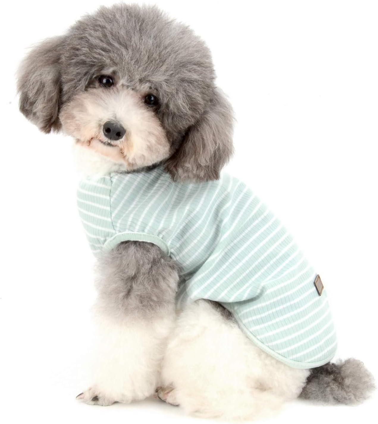 Zunea Hundeshirt Uebergangstanktop gestreift grau Baumwolle Chihuahua S-XXL