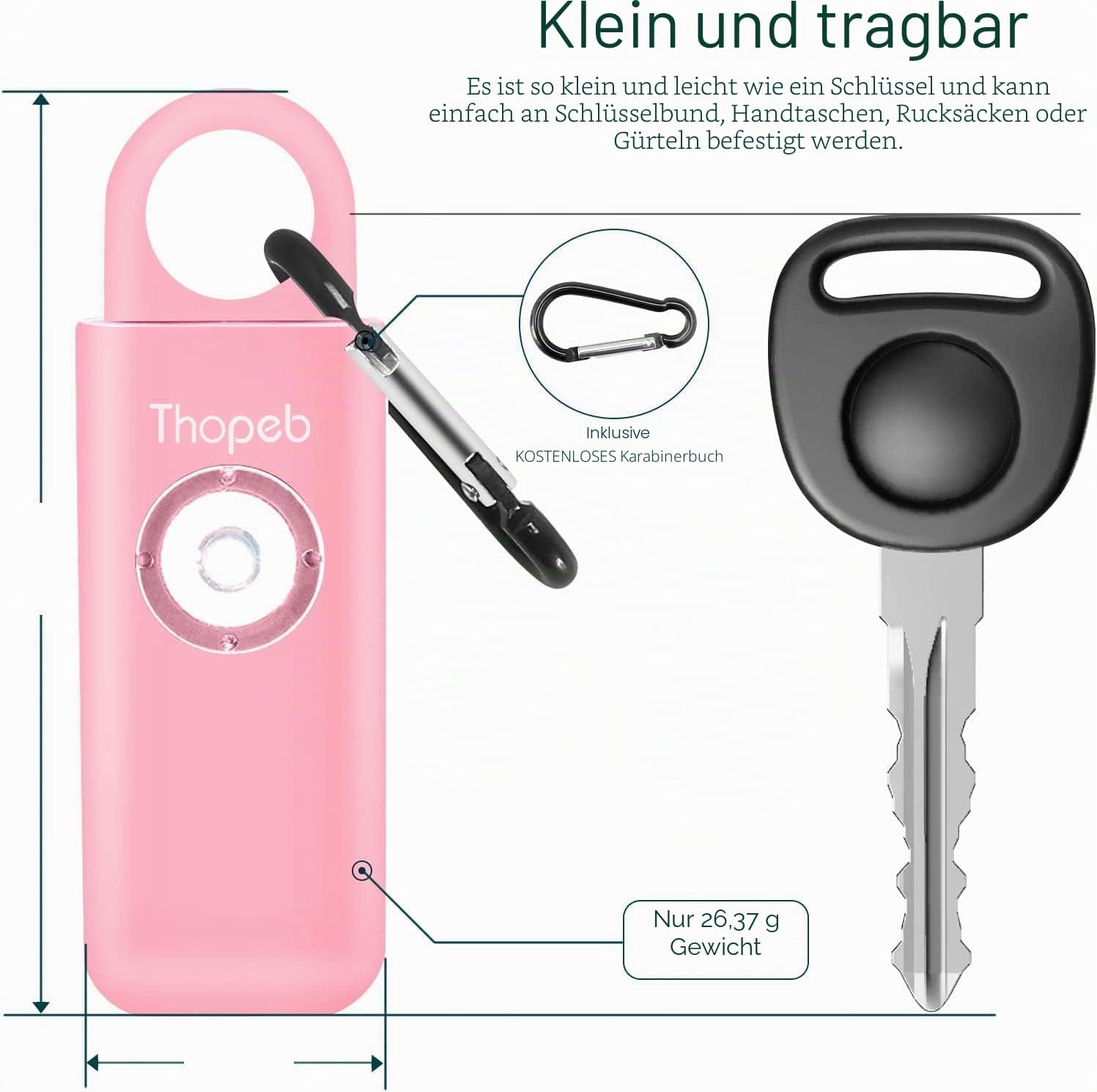 Der Original Persoenlicher Alarm Schluesselanhaenger 130 dB mit LED-Stroboskoplicht