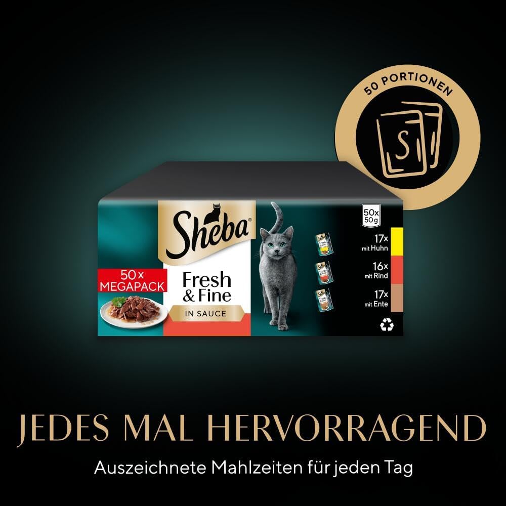 Sheba CatCare Fresh & Fine Fleisch 50g Katzen Nassfutter Pouch Sauce