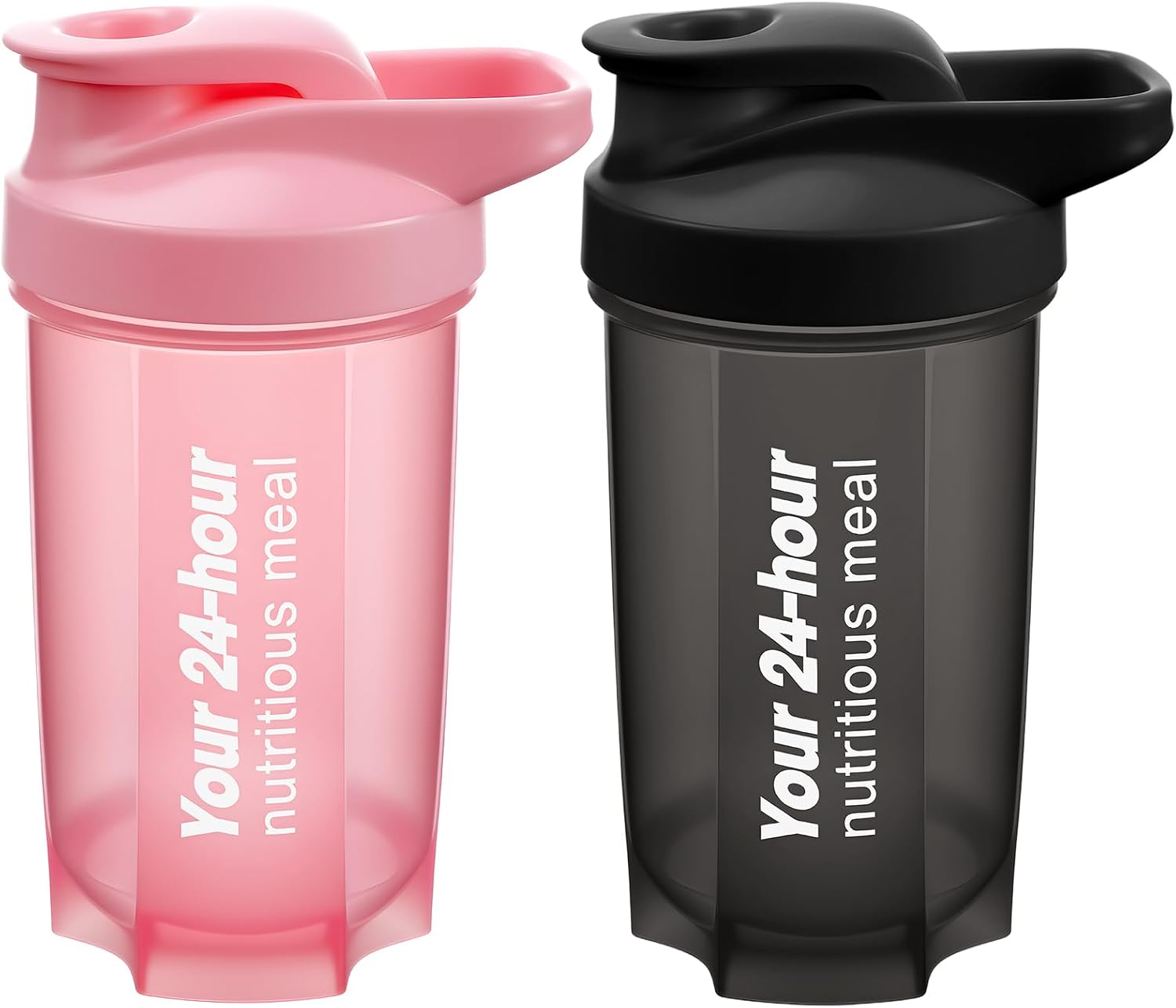 Protein Shaker 2er Set mit Edelstahl-Mixball BPA-frei Schwarz/Rosa
