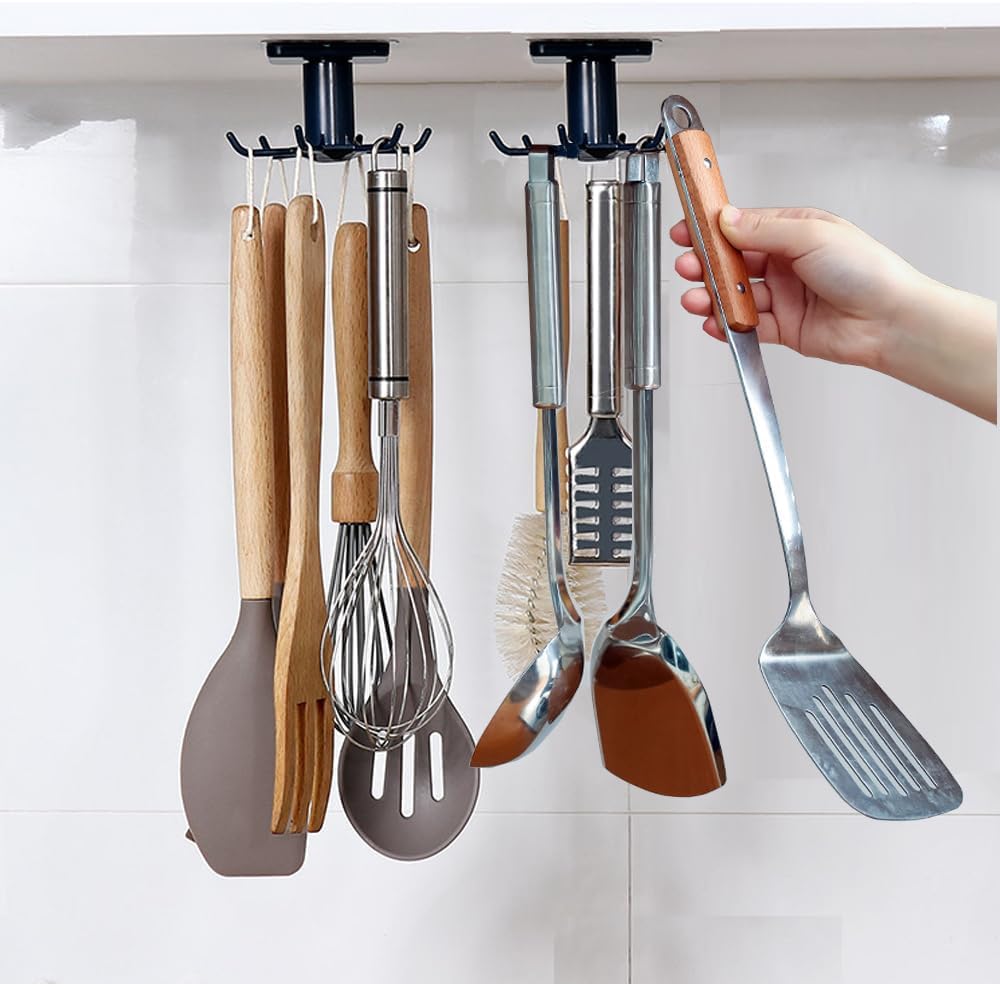 Kuechenhakenleiste 6 Haken selbstklebend 360° drehbar ohne Bohren