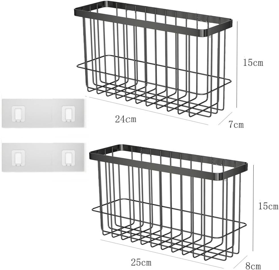 2er Set Selbstklebende Aufbewahrungsboxen fuer Kuehlschrank Schrank Bad Weiss