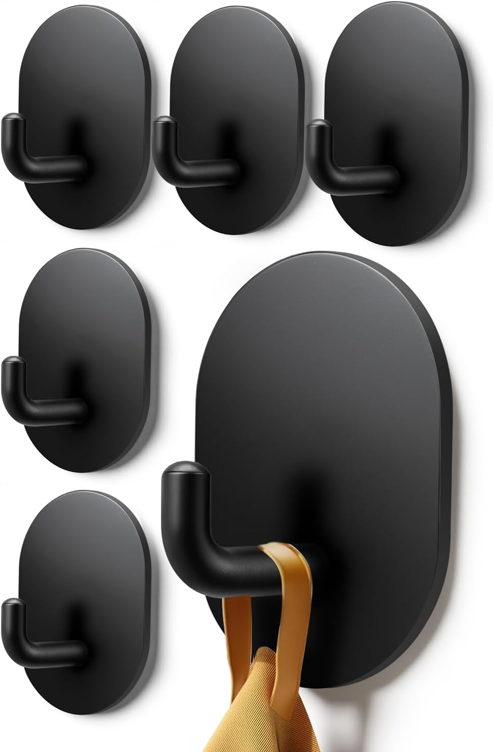 Handtuchhaken 6er Set Edelstahl schwarz selbstklebend fuer Bad Kueche