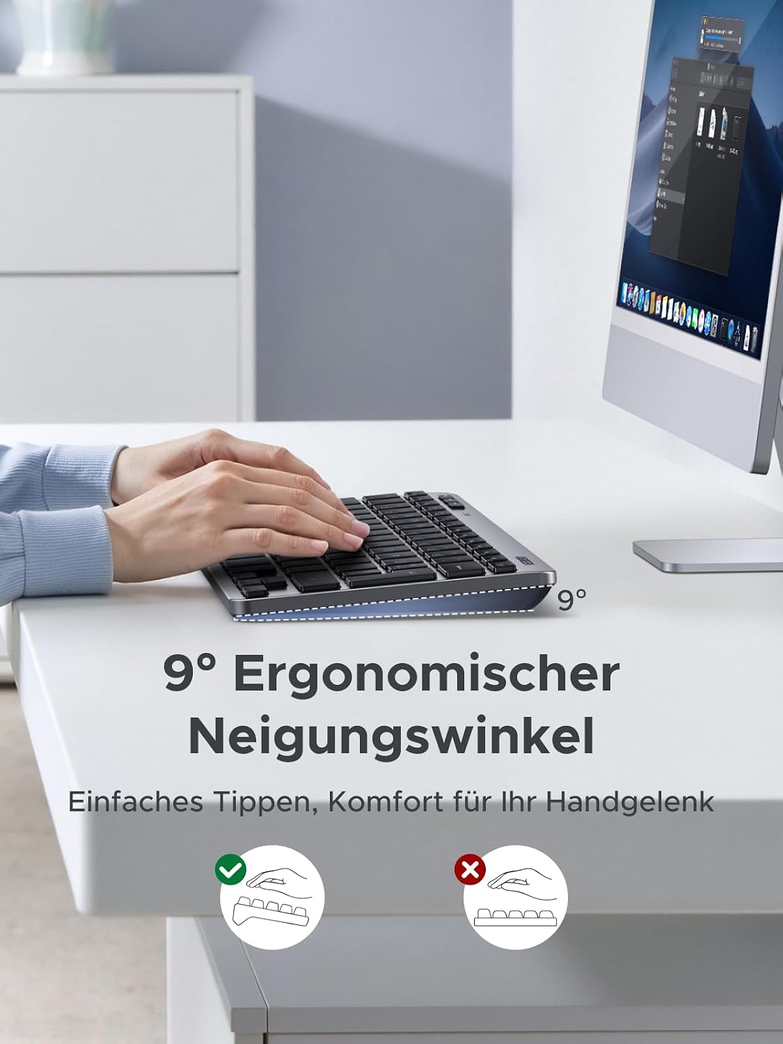 UGREEN kabellose Bluetooth Tastatur QWERTZ BT5.3 2,4 GHz leise Mini