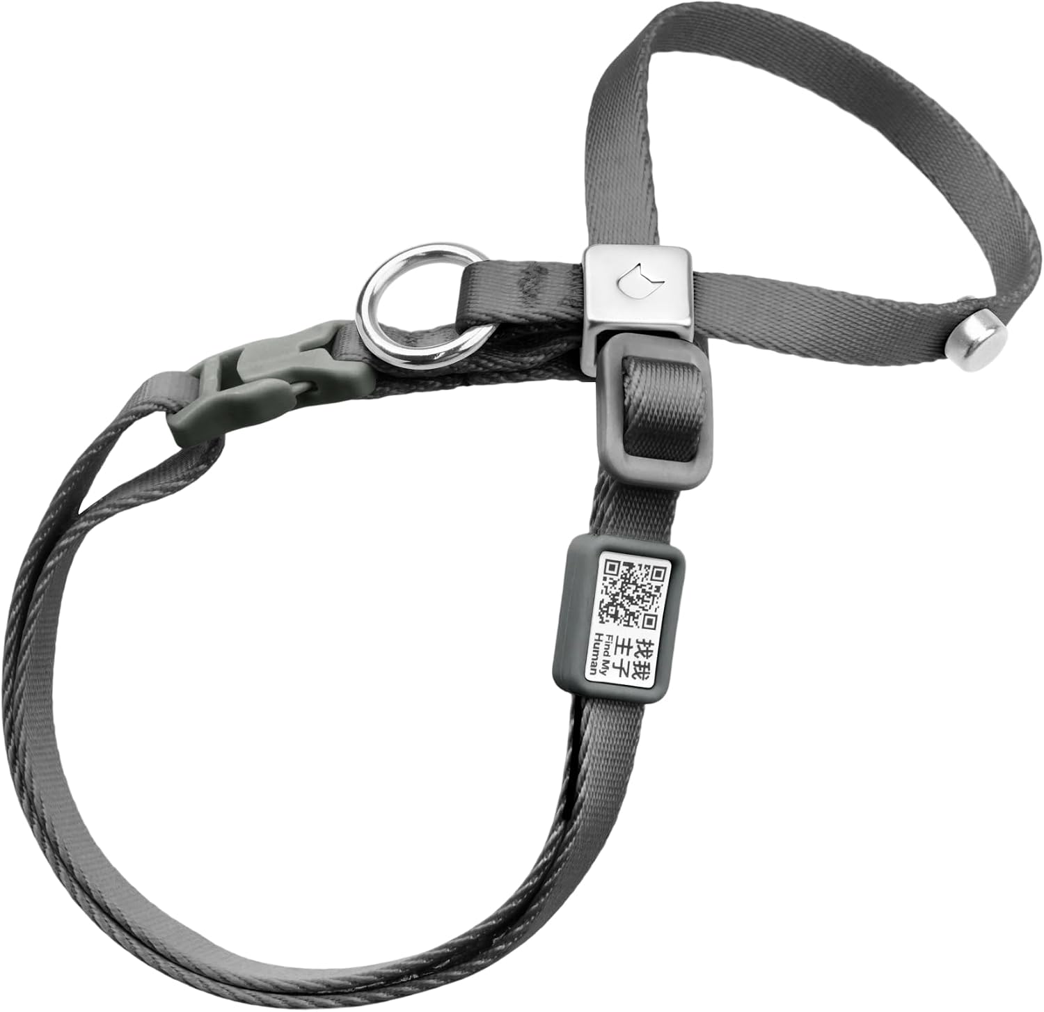 Katzengeschirr verstellbar Groesse S-M weich 8‑Form mit QR‑Code Schnellverschluss