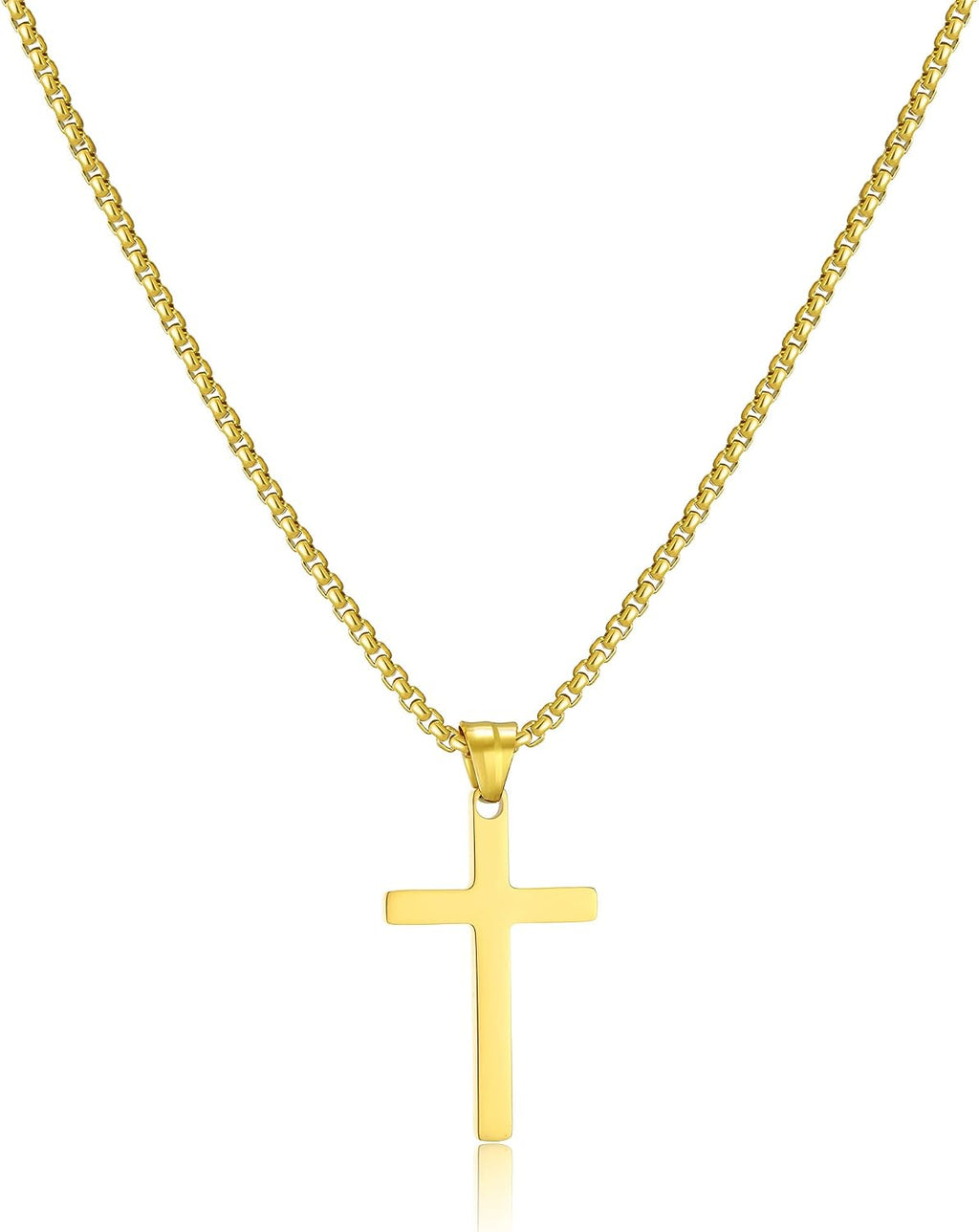 Herren Kreuzkette Gold Silber mit Kreuzanhaenger 50 cm