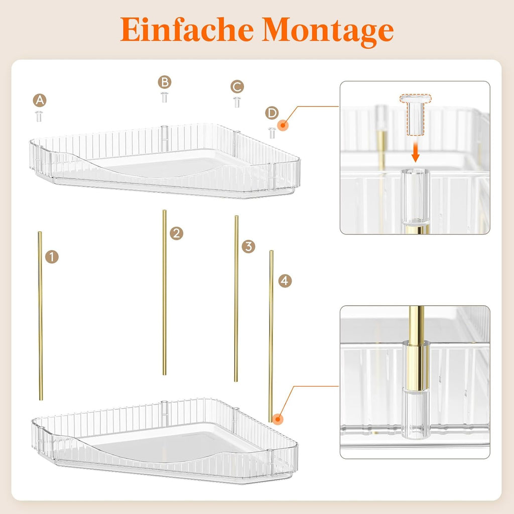 Lifewit 2-stufiger Eck-Organizer transparent fuer Schminktisch Bad