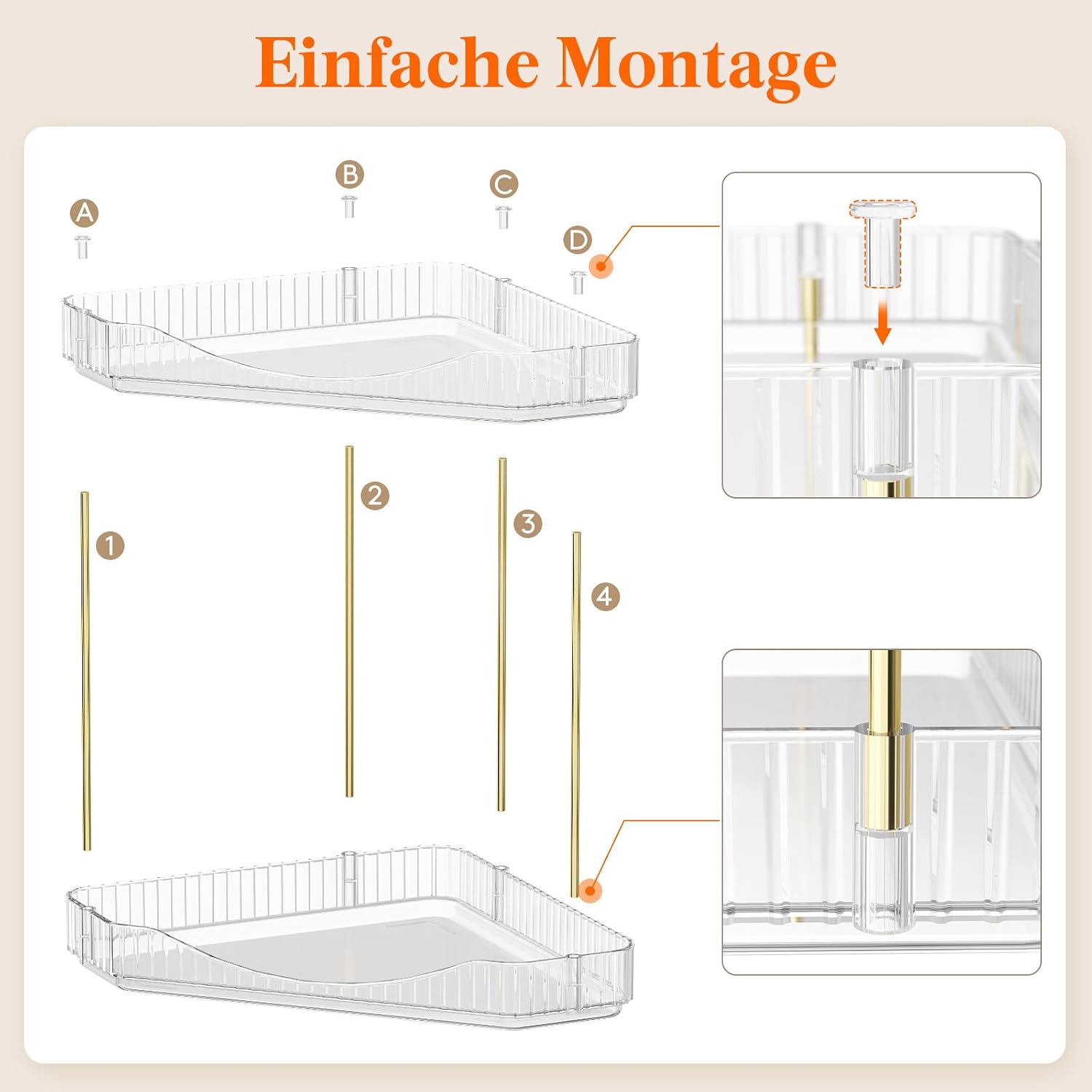 Lifewit 2-stufiger Eck-Organizer transparent fuer Schminktisch Bad