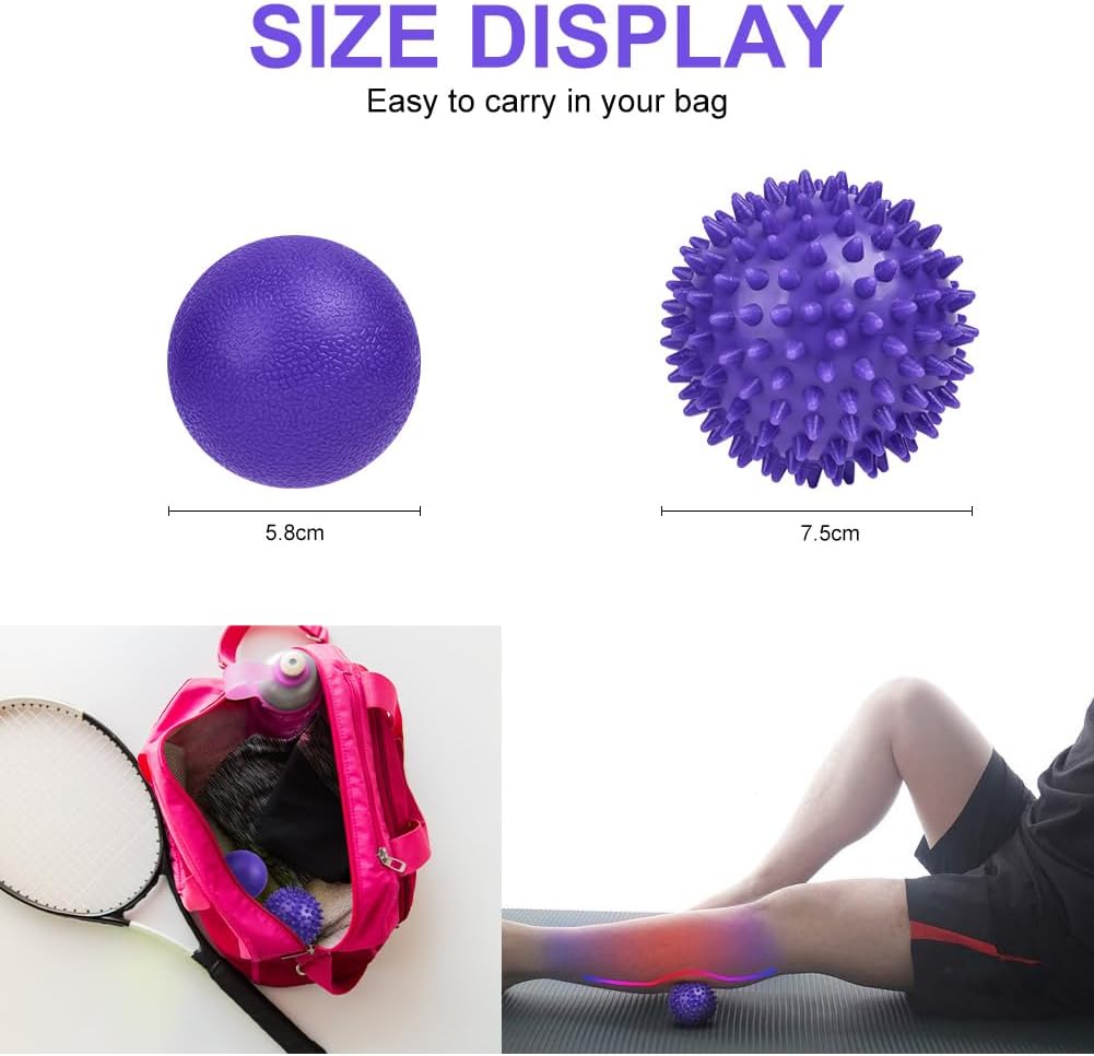 URAQT Faszienbaelle 2er Set Igelball hart blau fuer Ruecken Beine Haende