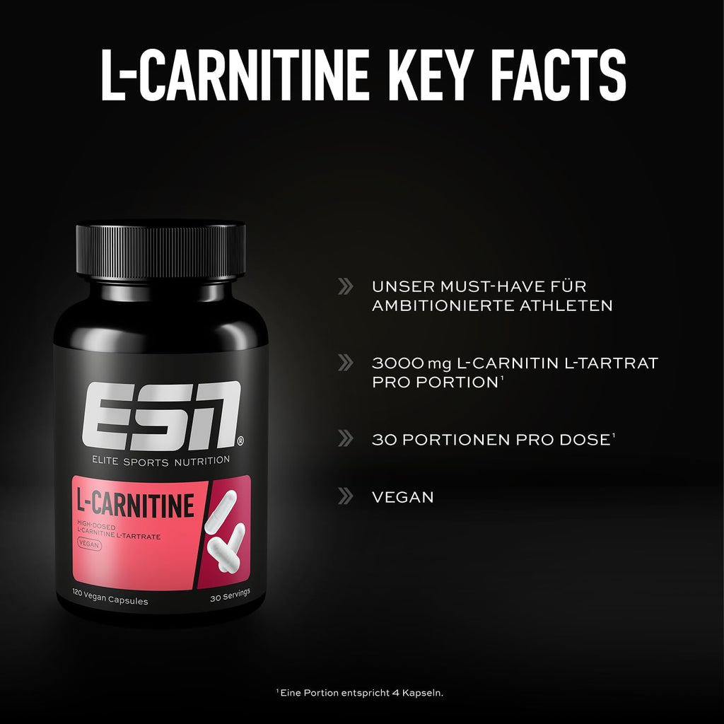 ESN L-Carnitine Kapseln 3000 mg pro Portion L-Carnitin L-Tartrat vegan