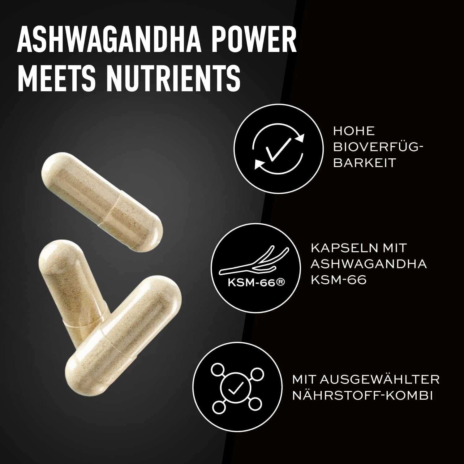 ESN Ashwa+ Ashwagandha KSM‑66 120 Kapseln mit Magnesium B6 Zink 86g