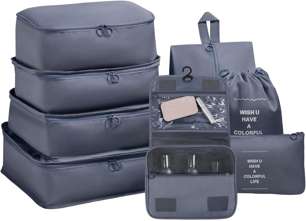 Koffer Organizer Set 8-teilig Reise Packwuerfel Kleider Schuhbeutel
