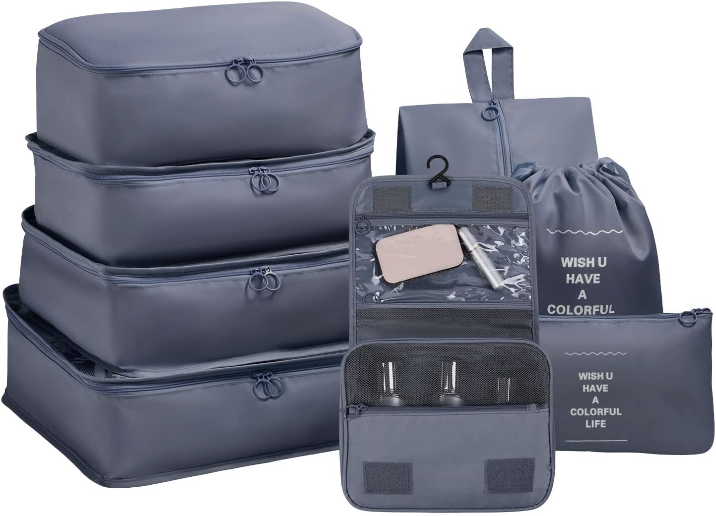 Koffer Organizer Set 8-teilig Reise Packwuerfel Kleider Schuhbeutel