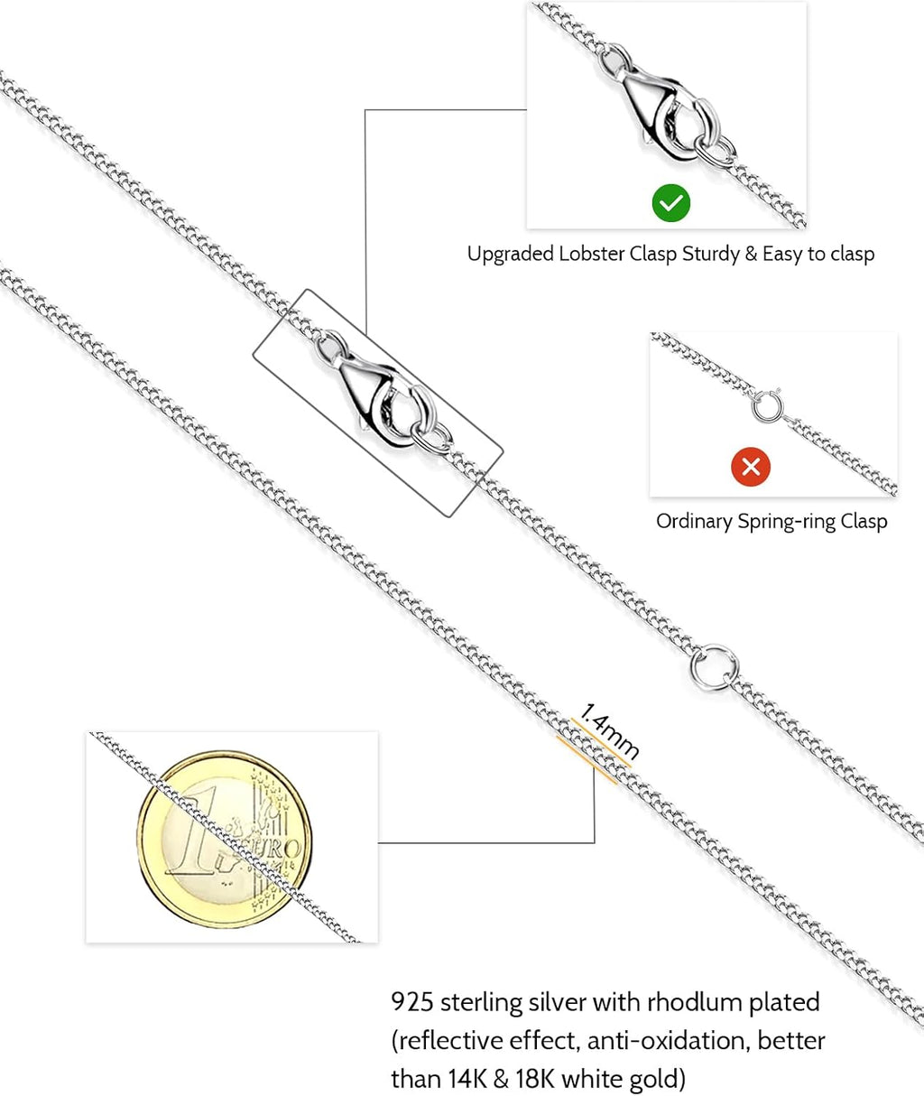 OSTAN Panzerkette Silber 925 Damen 1,4 mm Breite Laenge 40-75 cm