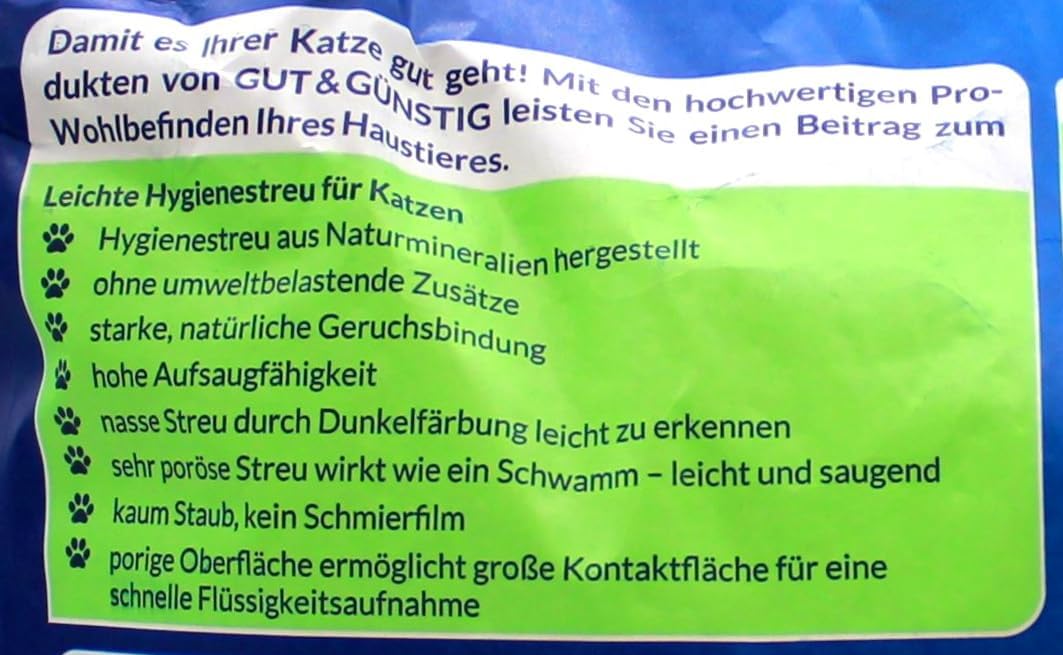 Gut und Guenstig Hygiene Katzenstreu 20L nicht klumpend saugstark