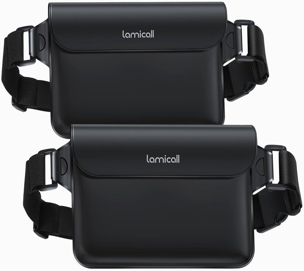 Lamicall wasserdichte Bauchtasche IPX8 mit verstellbarem Band, 2er Set Schwarz