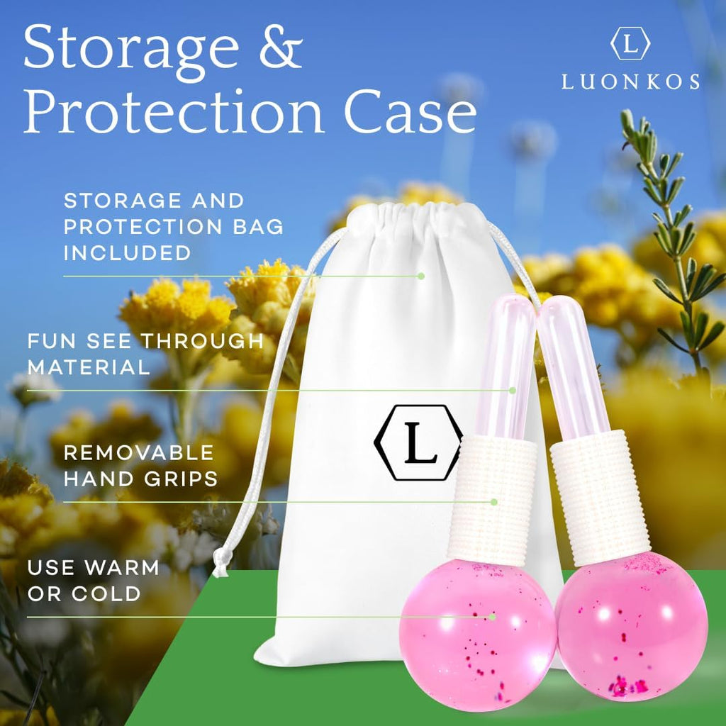 Luonkos Ice Globes Edelstahl Gesichtsroller 2er Set Augenmassage Kuehlkugeln