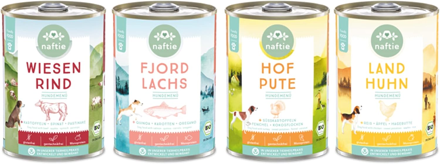 Bio Hundefutter Nassfutter 4 Sorten Testpaket 4x800g glutenfrei fettarm -800